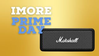 Yellow background, text that says iMore Prime Day, and a Marshall Speaker