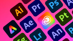 Colourful Adobe logos for programs including photoshop