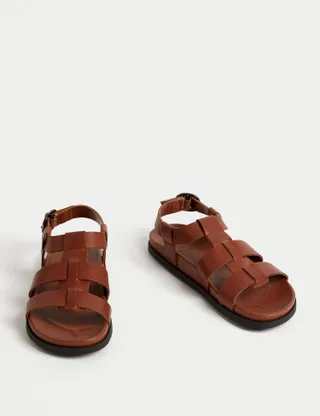 Leather Ankle Strap Footbed Sandals