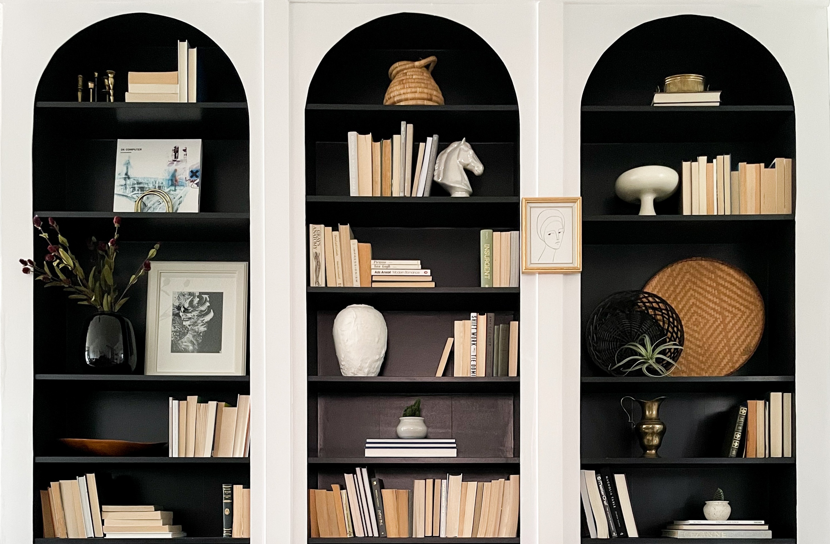 Antique Brass Bookshelf - 3 Shelf Modern Standing Bookcase