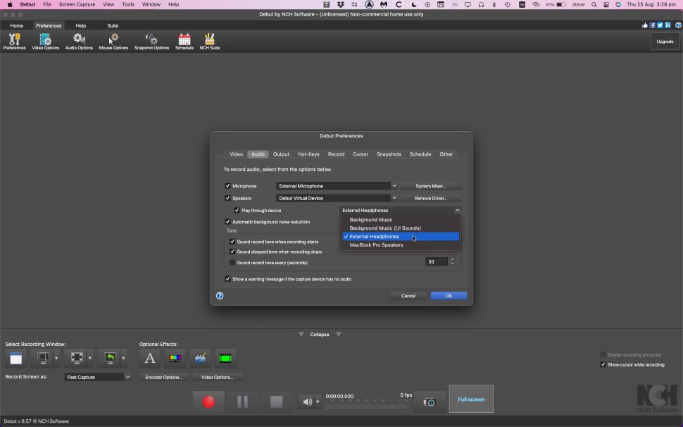 Screenshot of NCH Software Debut Video Capture Free Screen Recorder