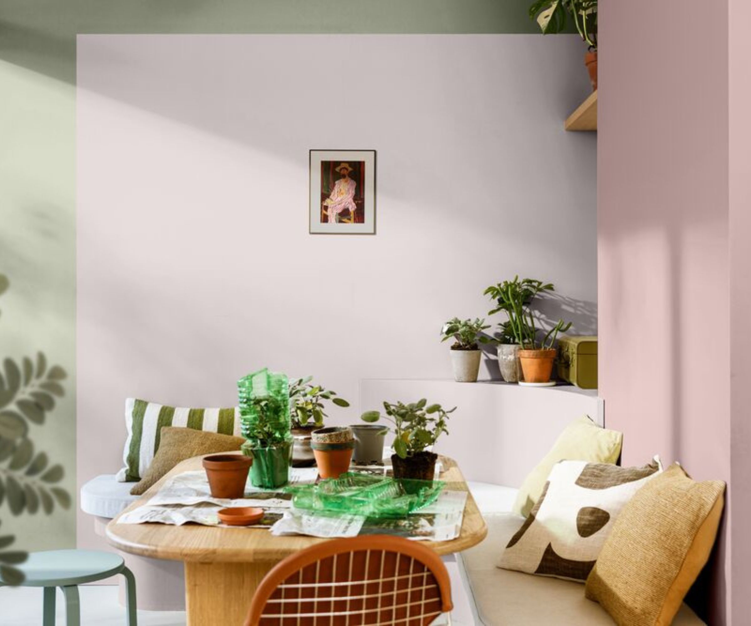 Modern kitchen dining area painted in Dulux soulful sage