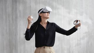 Woman using Occulus Rift headset