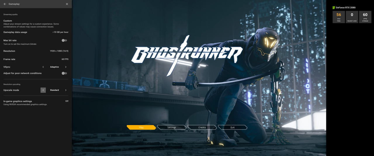 GeForce Now Image Scaler Comparison -- Ghostrunner