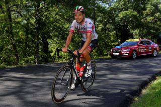 SAINT MARTIN DE BELLEVILLE FRANCE AUGUST 14 Davide Formolo of Italy and Team UAE Team Emirates Breakaway during the 72nd Criterium du Dauphine 2020 Stage 3 a 157km stage from Corenc to Saint Martin de Belleville 1419m dauphine Dauphin on August 14 2020 in Saint Martin de Belleville France Photo by Justin SetterfieldGetty Images