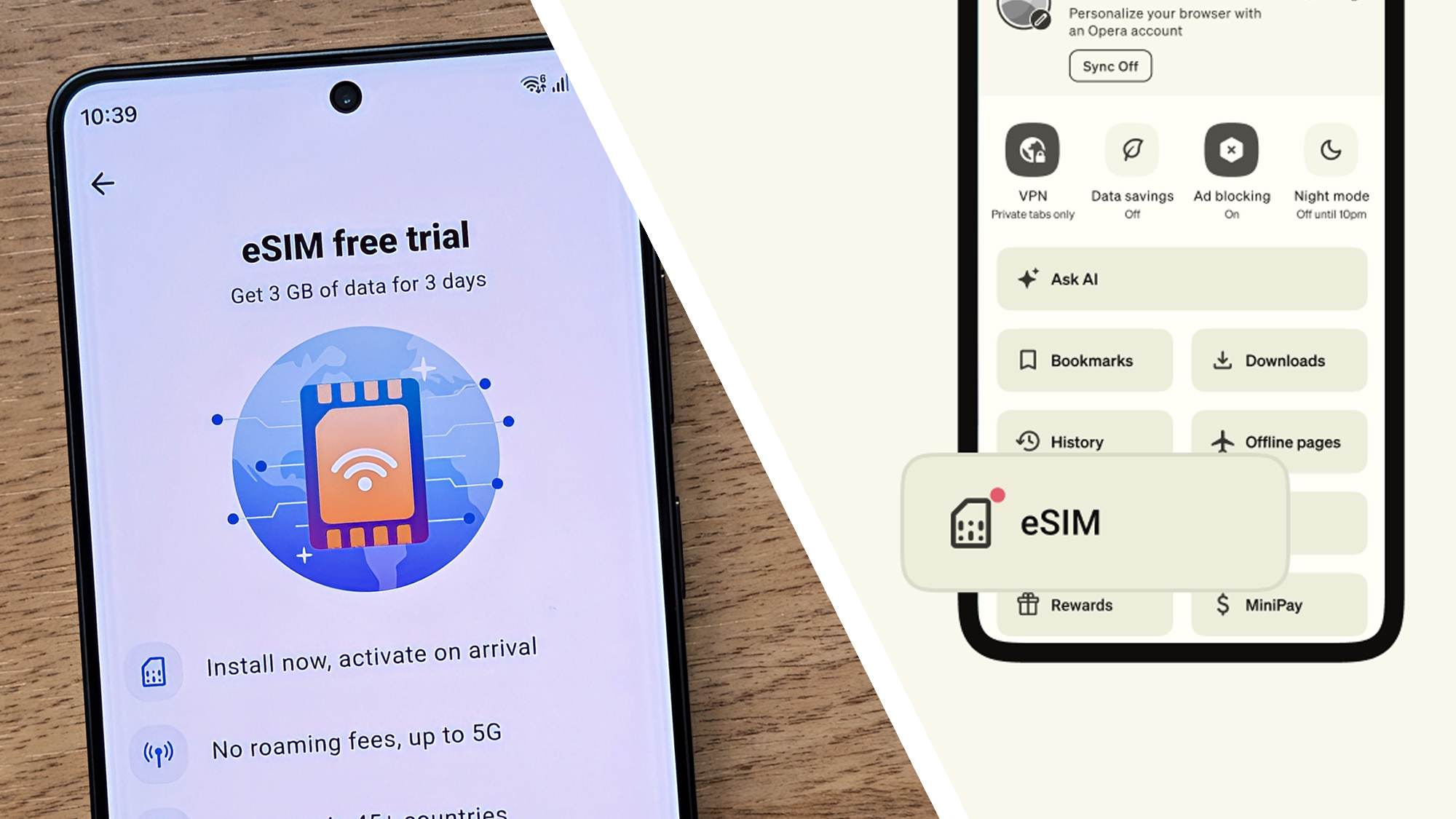 Opera browser eSIM