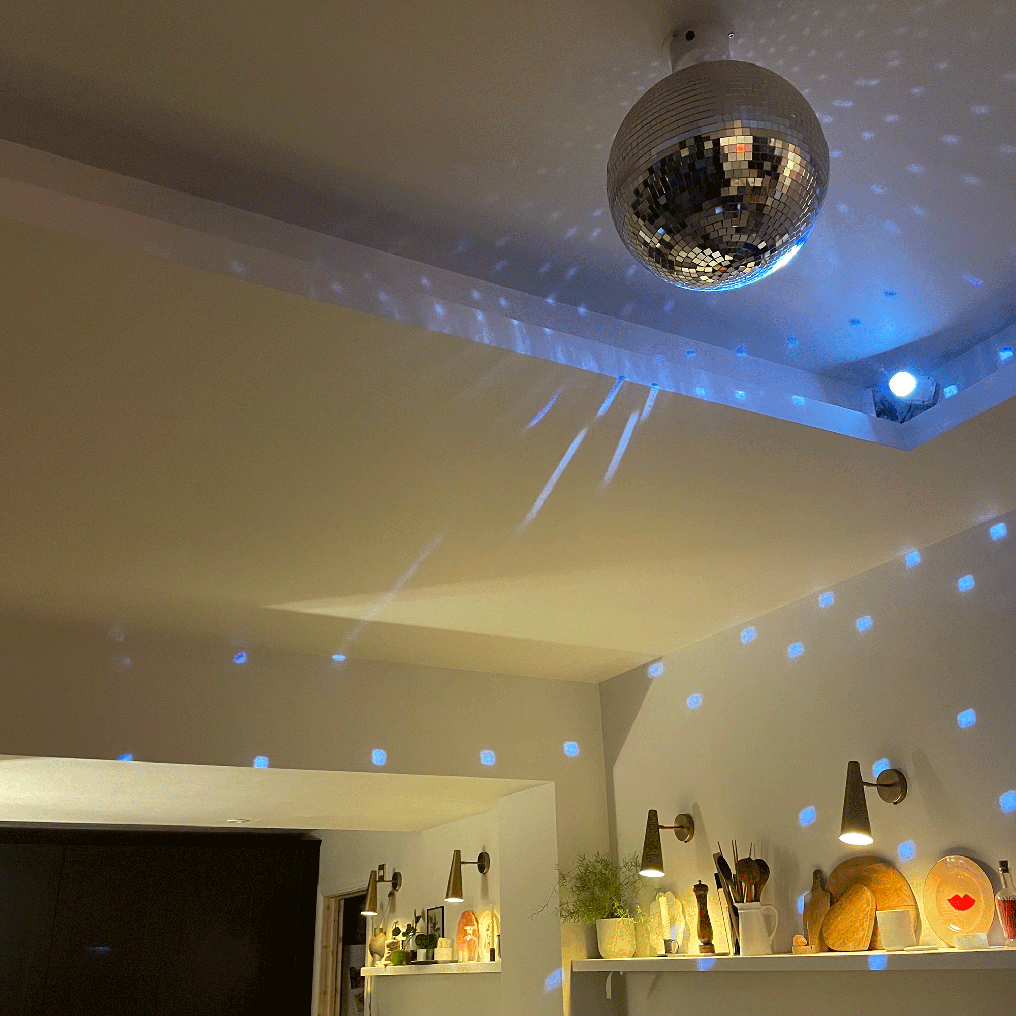 Disco ball in kitchen