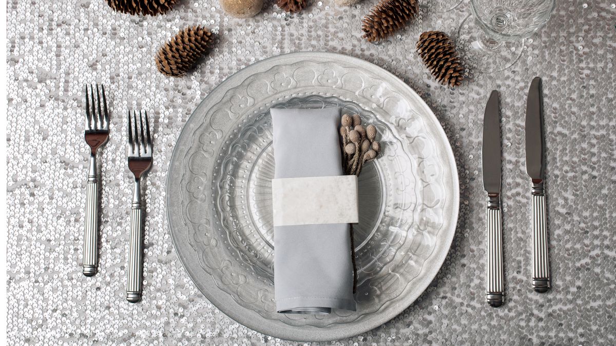 Festive plate setting on table