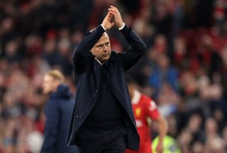 Arne Slot, Manager of Liverpool, applauds the fans after the team's victory in the Premier League match between Liverpool FC and Brighton & Hove Albion FC at Anfield on November 02, 2024 in Liverpool, England.