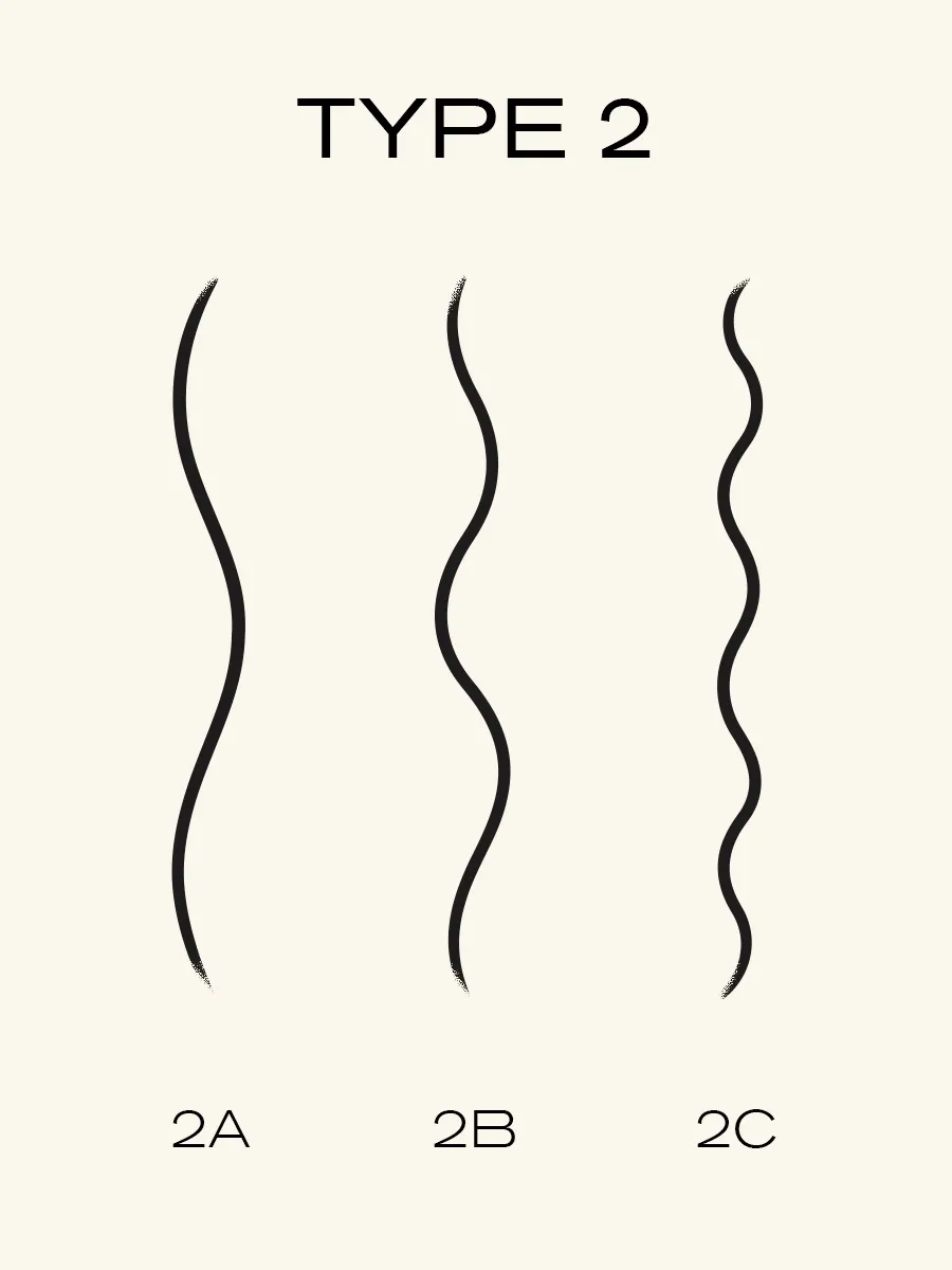 Original graphic of Type 2 wavy hair by Audrey Hedlund