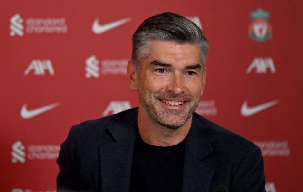 Liverpool sporting director Richard Hughes during his first press conference at AXA Training Centre on July 05, 2024 in Kirkby, England.