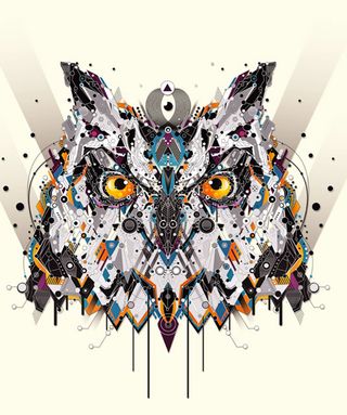 This detailed owl illustration is part of illustrator Yo Az's animal series, which also features a stunning stag, bear, lion, bull and elephant