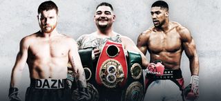 The DAZN Fight Zone will offer content featuring such fighters as (L-R) Canelo Alvarez, Andy Ruiz and Anthony Joshua II 