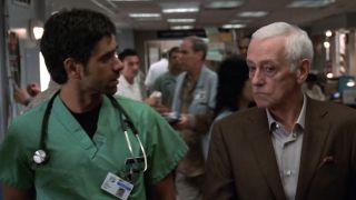 John Mahoney walking and talking with John Stamos in ER