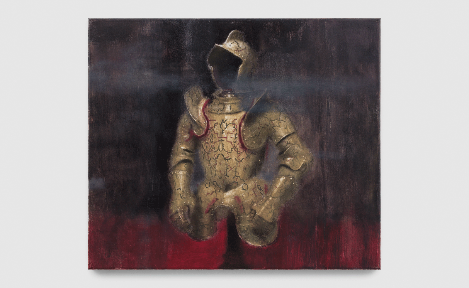 spooky painting of empty suit of armour