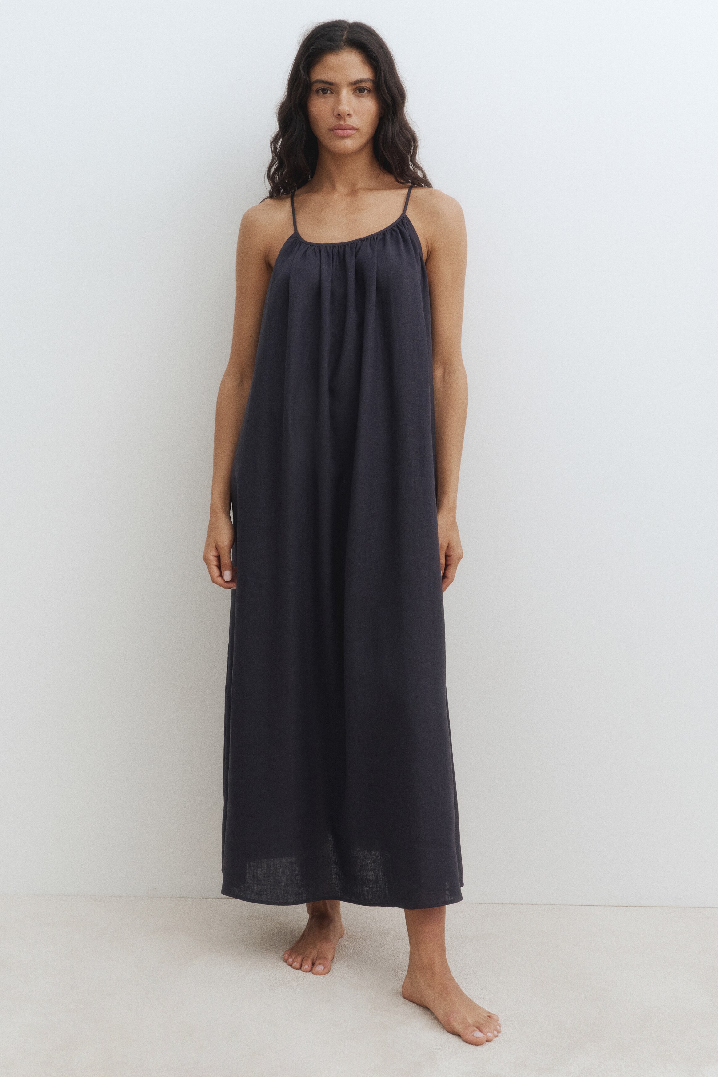 Linen-Blend Strappy Dress