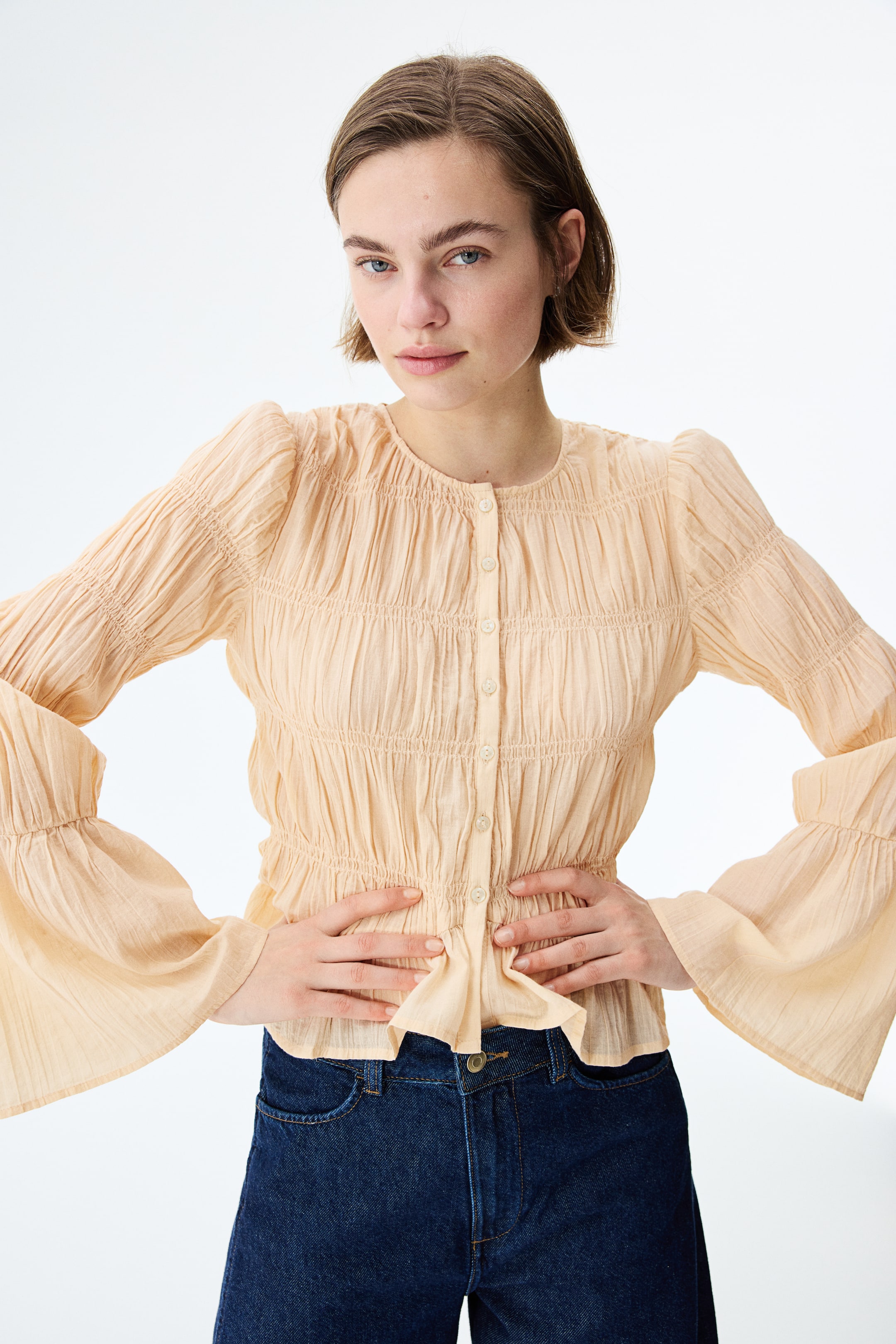 Smocked Cotton Blouse