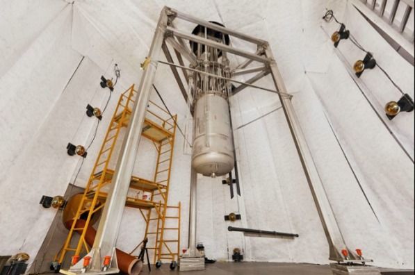 An image of the large underground xenon detector inside its water shield