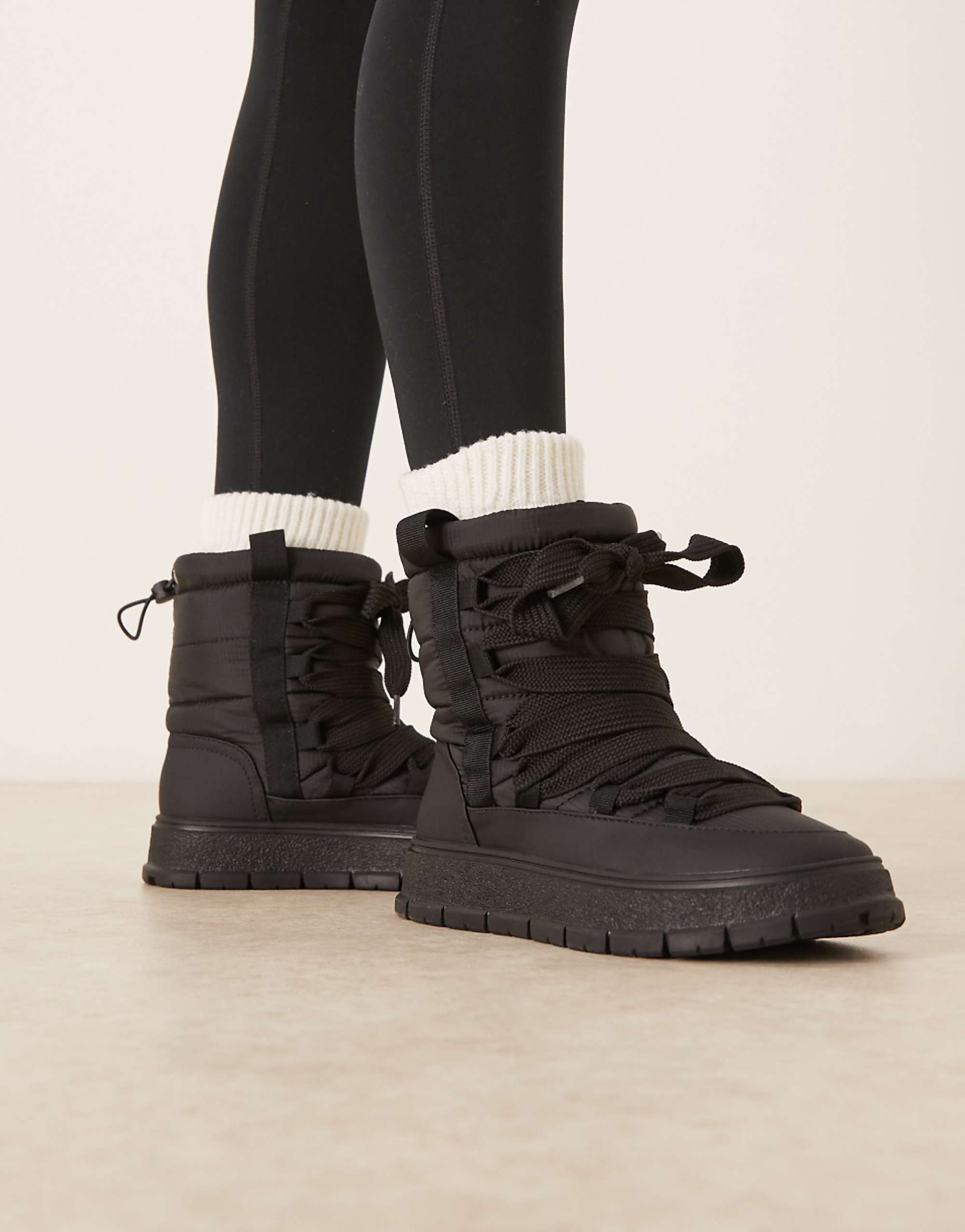 Asos Design Arrow Nylon Lace Up Snow Boot in Black