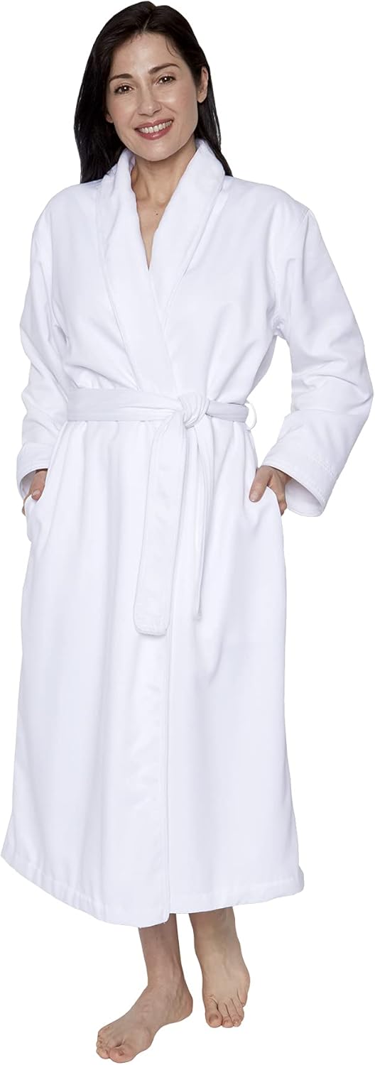 Mansfield, Unisex Spa Microfiber Shimmer Lined Shawl Collar Robe, White, L/xl
