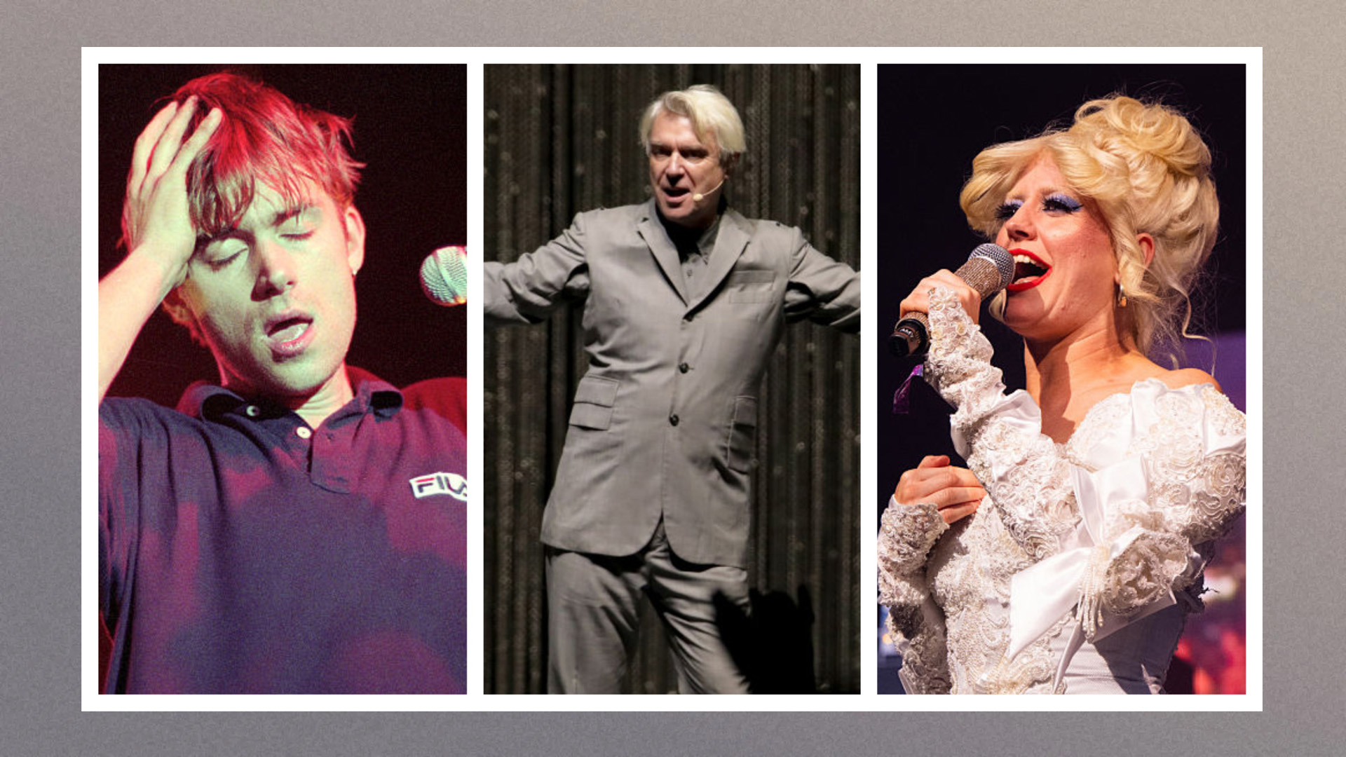 Images of Damon Albarn, David Byrne and Amy Taylor