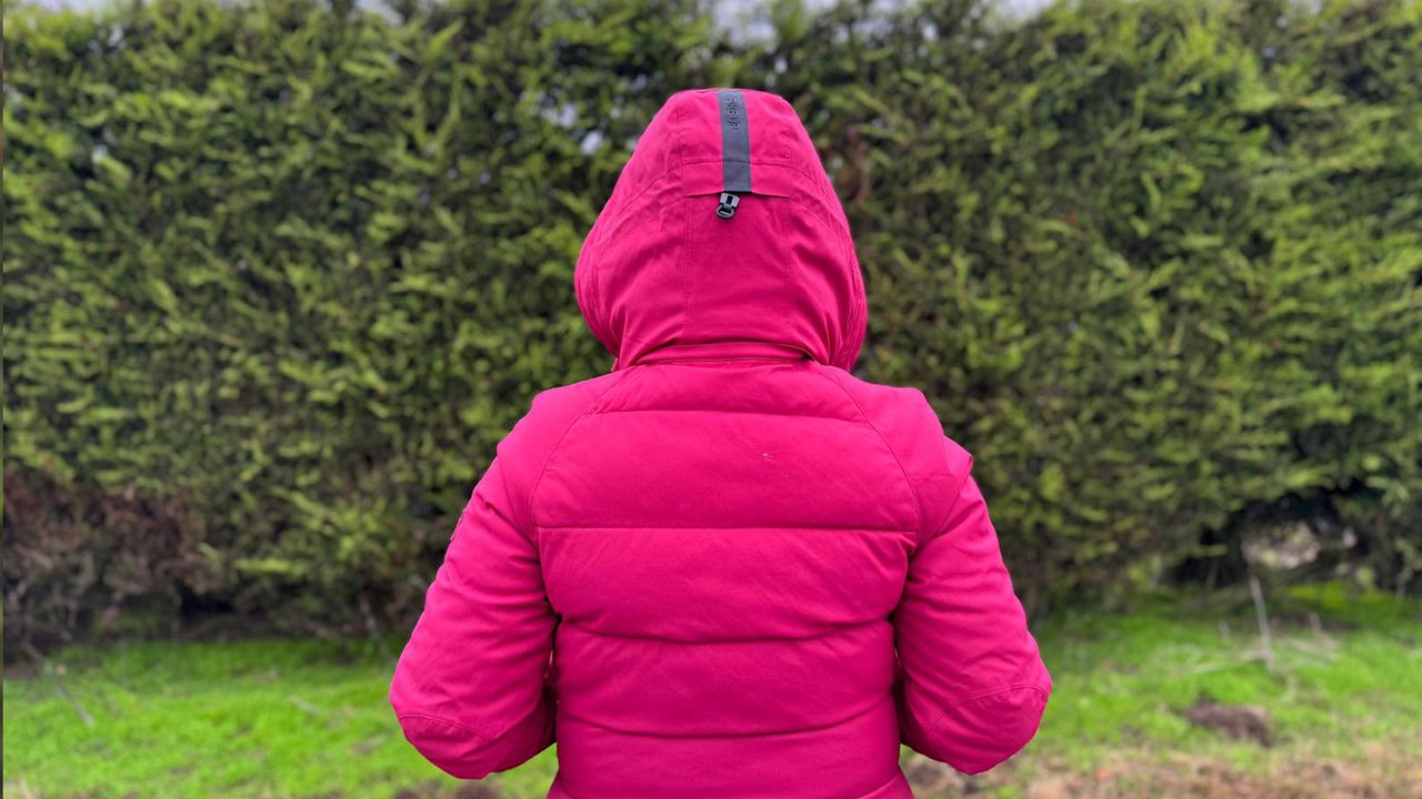 Pikeur Renee Rain Coat from rear, hood up