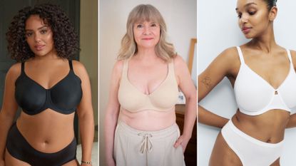 3 women wearing the best minimiser bras