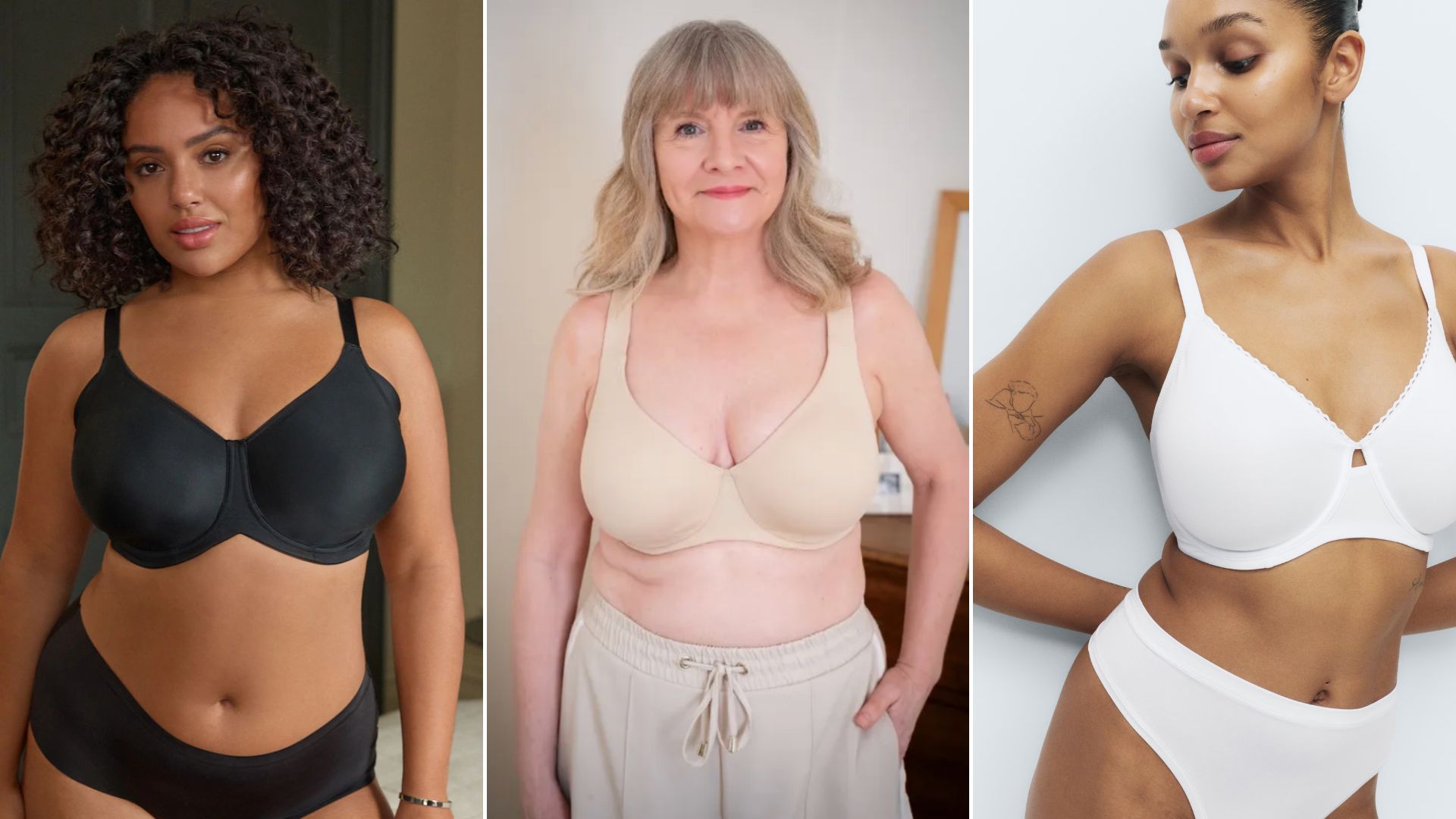 3 women wearing the best minimiser bras