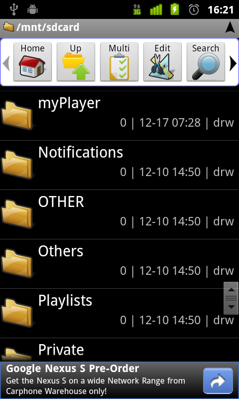 Nexus s file manager