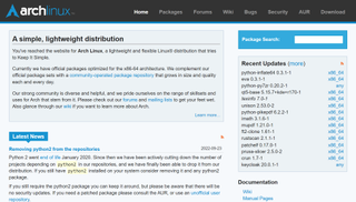 Arch Linux website screenshot