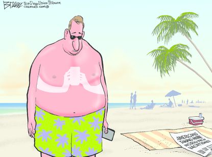 Editorial cartoon U.S. Phone sunburn