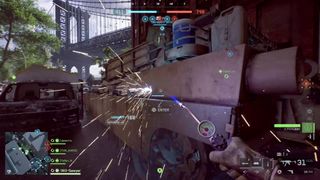 Battlefield 6 Engineer class repairing allied tank with repair tool