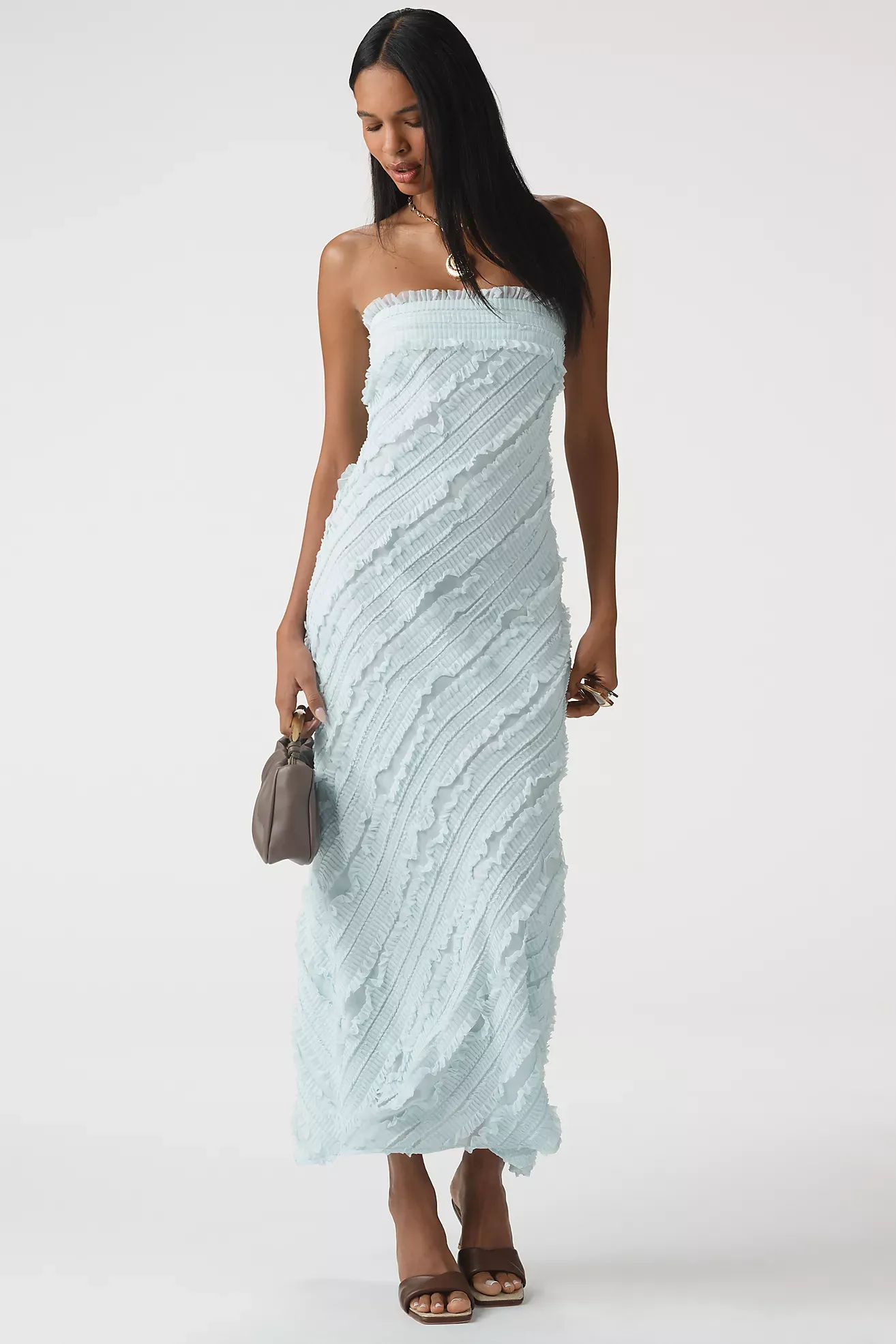 Endless Rose Strapless Textured Column Midi Dress