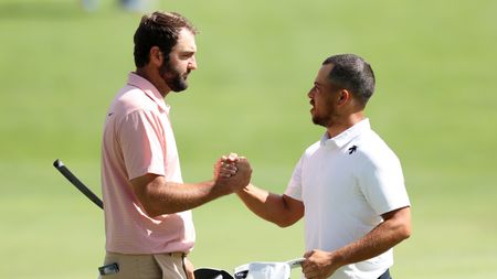 Scottie Scheffler and Xander Schauffele shake hands at the BMW Championship