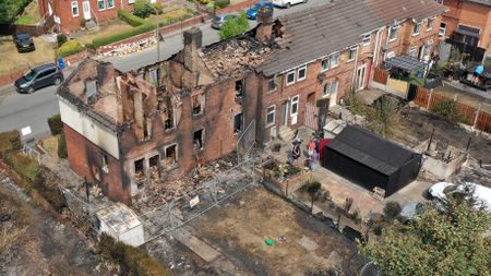 The aftermath of wildfires in Maltby, near Rotherham, South Yorkshire on Tuesday