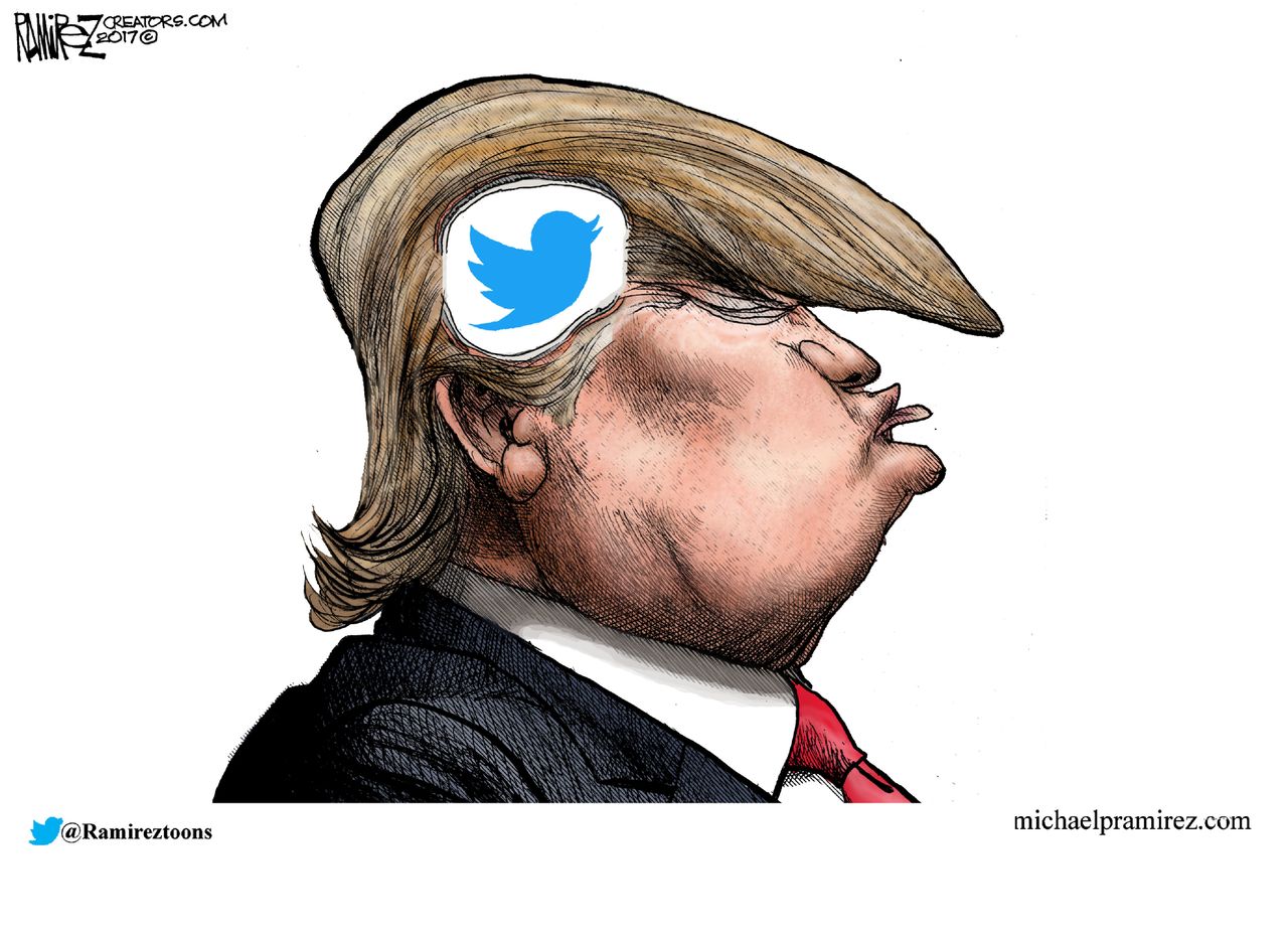 Political cartoon U.S. Trump tweets