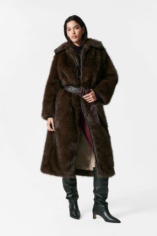 Belted Faux Fur Coat