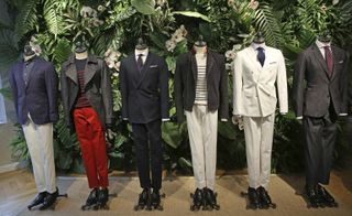 Male mannequins wearing Tommy Hilfiger's Spring / Summer 2016 tailored collection