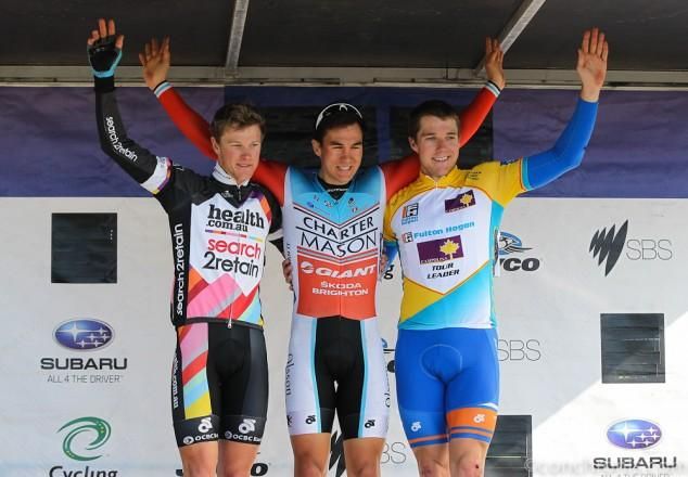 The top three from stage 4 on the podium