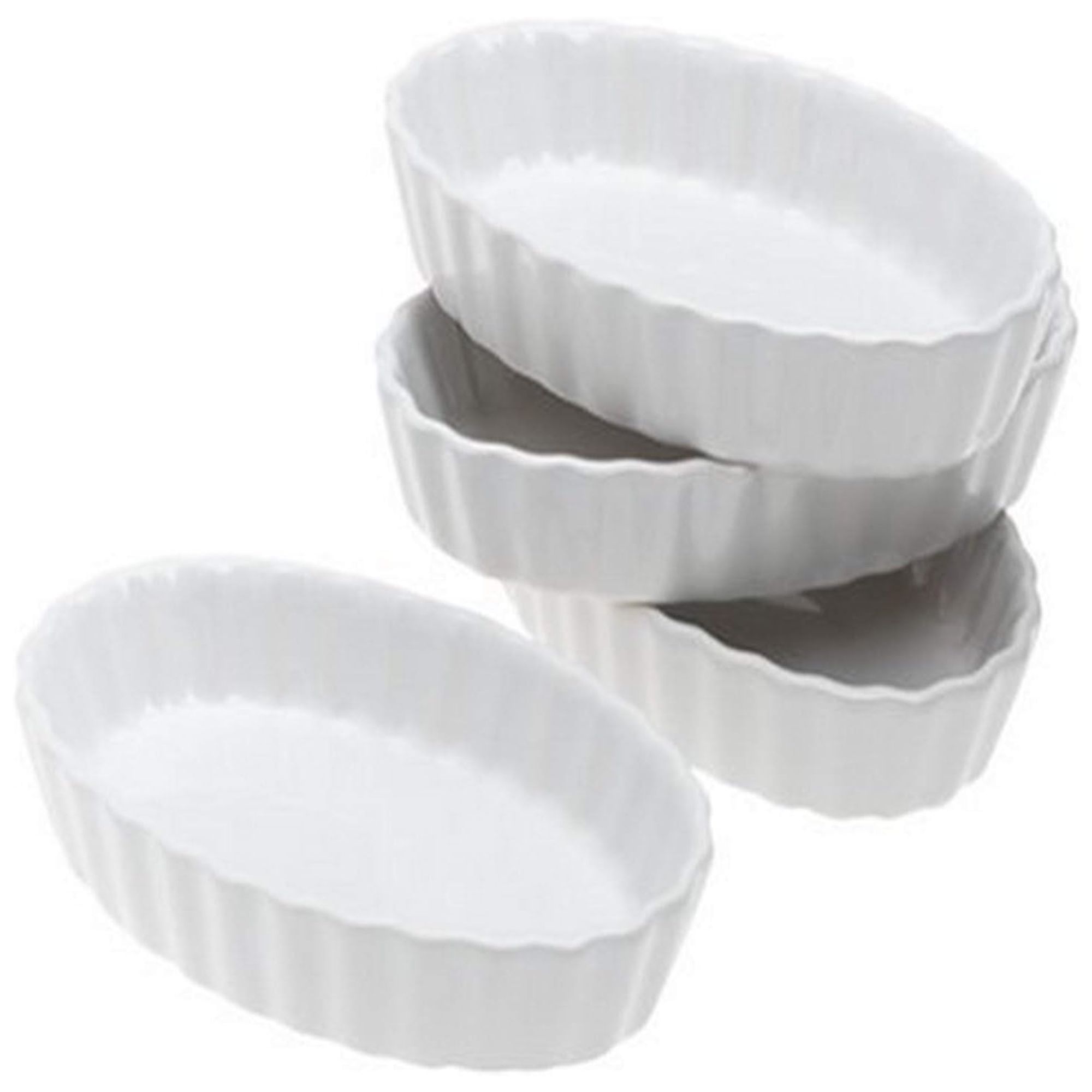 A stack of white ramekins