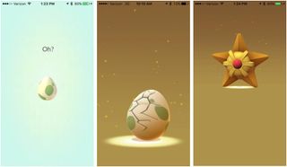 An egg is shown hatching in Pokémon Go.