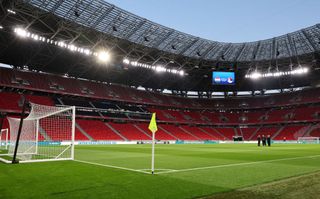 A general view inside the Puskas Arena in Budapest ahead of Hungary vs Serbia in March 2022.