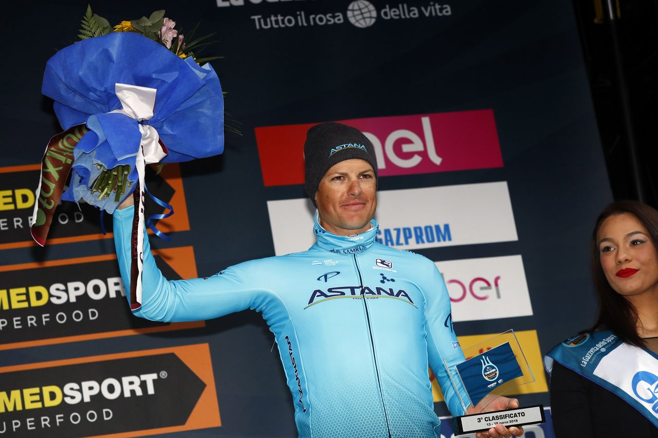 Jakob Fuglsang on the podium