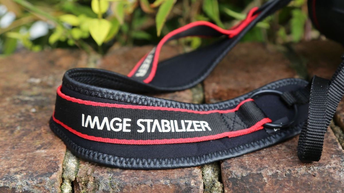 Canon 10x42L IS WP binoculars review: image shows Canon 10x42L IS WP binoculars neck strap
