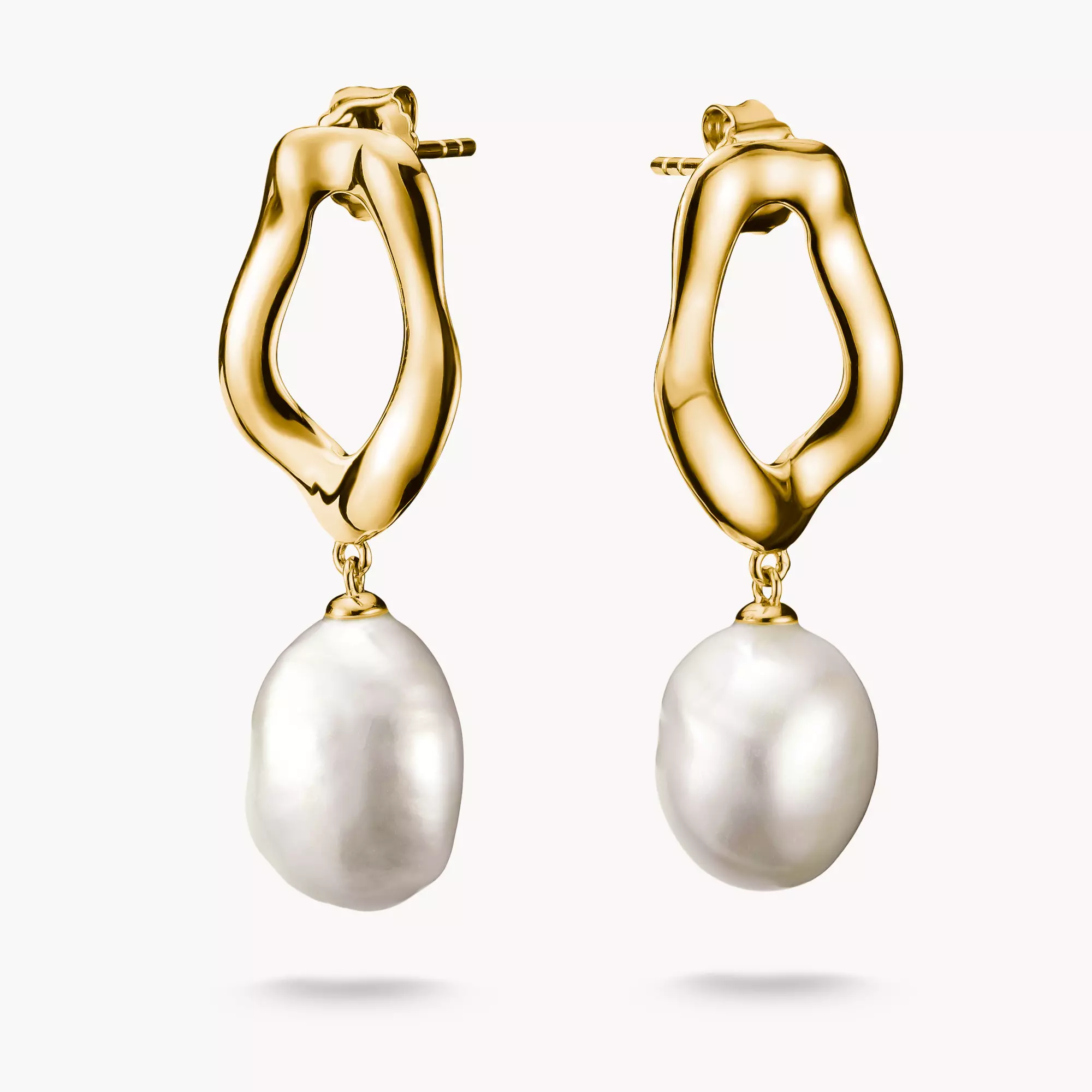 Gold-Plated Earrings With Freshwater Pearl Natural Beauty