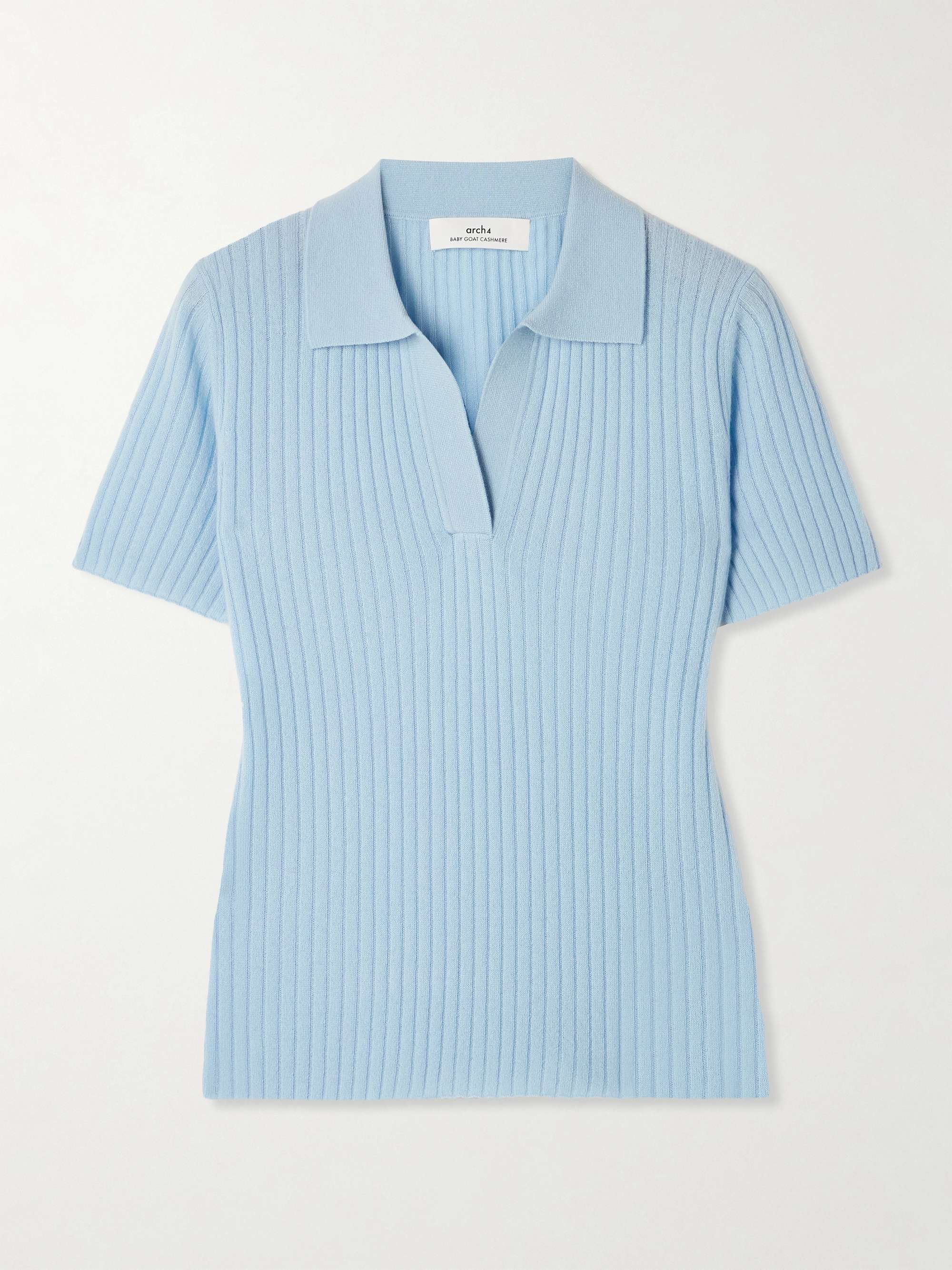 Jennifer Ribbed Organic Cashmere Polo Shirt