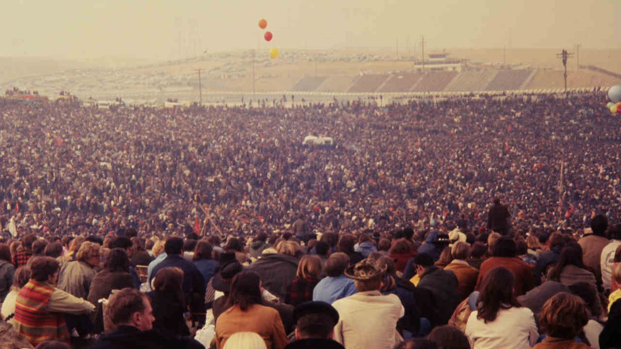 The crowd at the Rolling Stones gig at Altamont in 1969