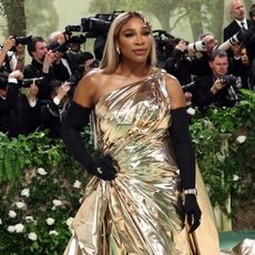 Serena Williams in a gold foil dress at the 2024 met gala