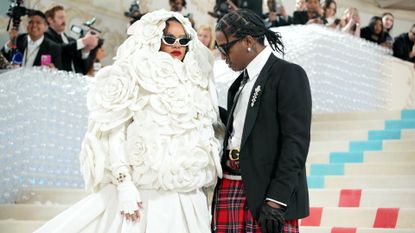 A$AP Rocky and Rihanna at the 2023 Met Gala: Karl Lagerfeld: A Line of Beauty held at the Metropolitan Museum of Art on May 1, 2023 in New York, New York. (Photo by Michael Buckner/Variety via Getty Images)