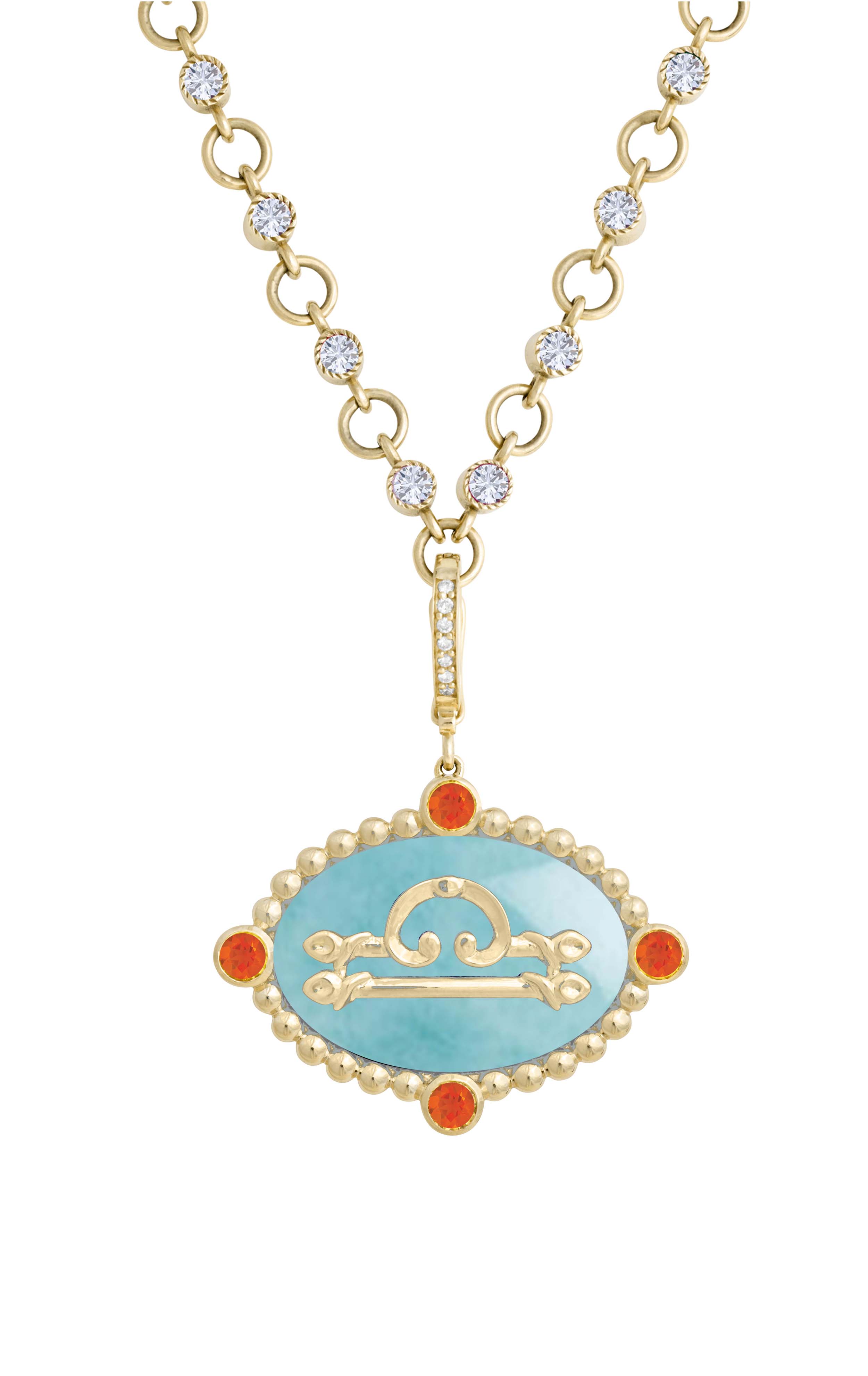 Libra With Mexican Fire Opal (october) Celestial Stories Pendant